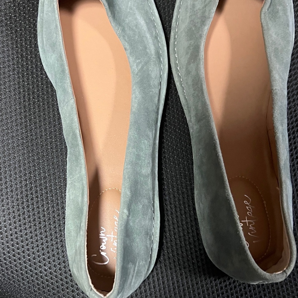 Crown Soft Green Suede Loafers